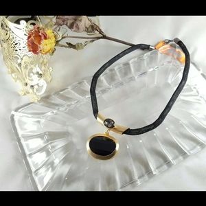 Elegant Wired Tube Necklace W/ Gold Accent & Black